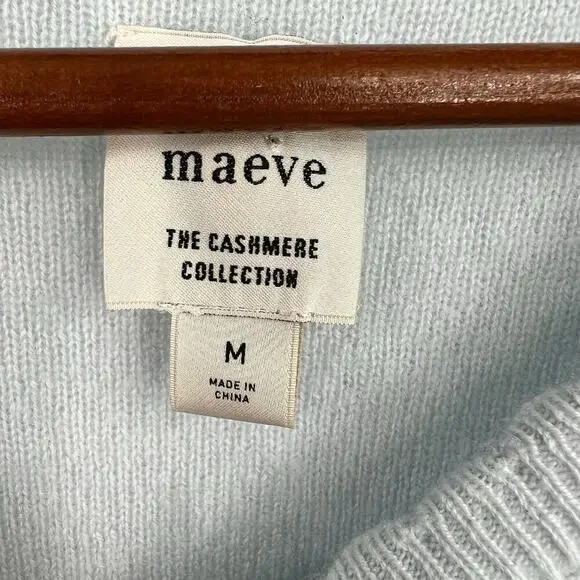 Anthropologie Maeve Puff Sleeve 100% Cashmere Cardi Sweater blue medium or small - Picture 7 of 7